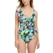 Profile by Gottex womens Beautiful Day V-Neck One Shoulder Ruffle One-Piece, 6,